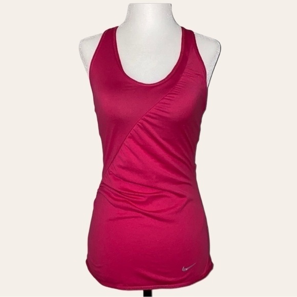 Nike Pink Racerback Side Ruffle Tank Top S - Picture 2 of 16